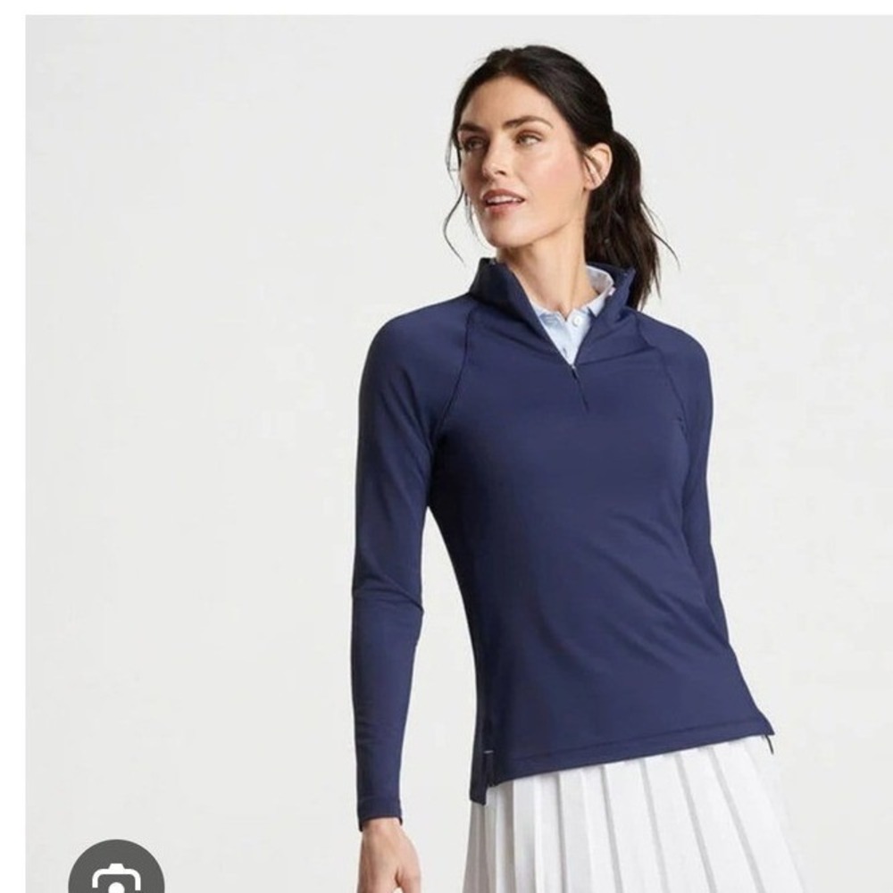 Peter Millar NEW Long Sleeve Raglan Perth Layer Quarter Zip Top M Navy luxury‎